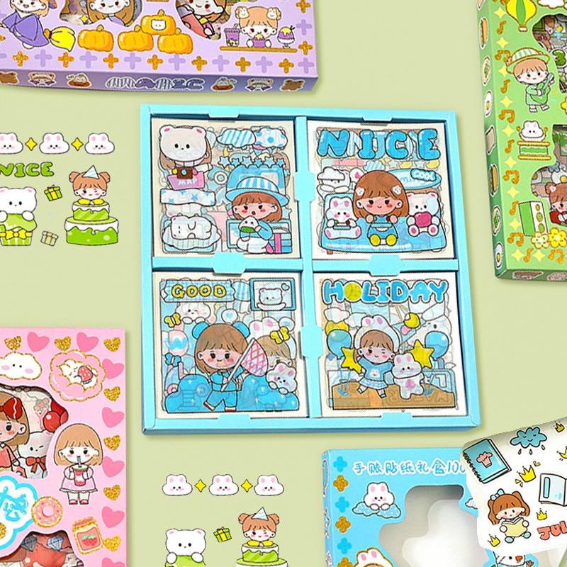 100 Lembar Stiker Motif Kartun Korea Lucu Anti Air Dekorasi Handbook Scrapbook DIY sticker 2D botol viral botol gemoy botol bear-4