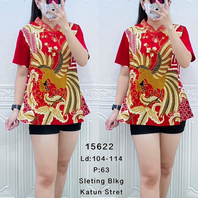 Blouse Fashion Batik Katun Stretch Kancing Shanghai