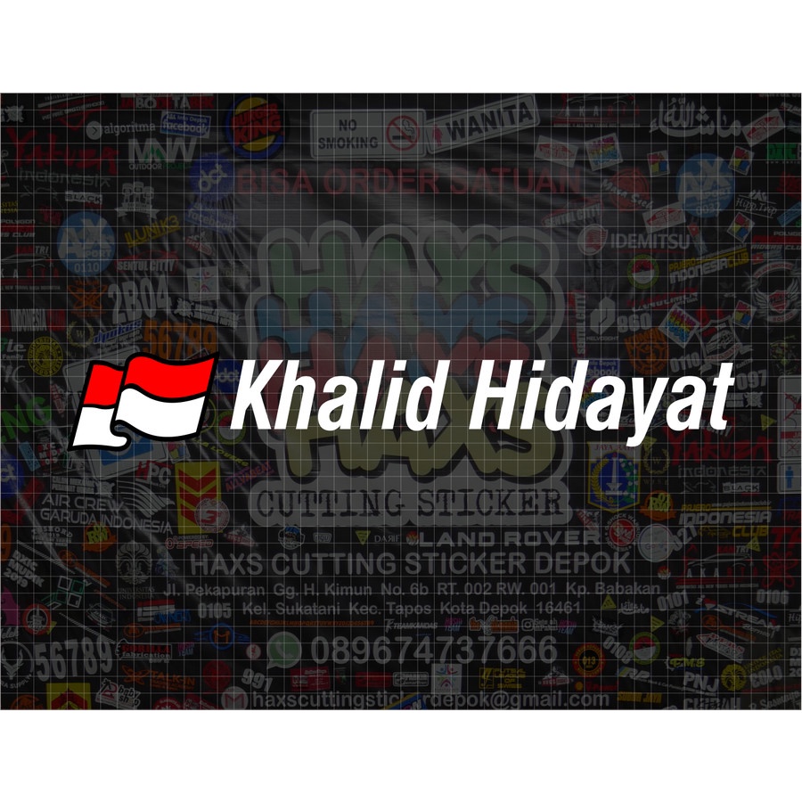 Cutting Sticker Bendera &amp; Nama Custom Ukuran Tinggi 6 Cm