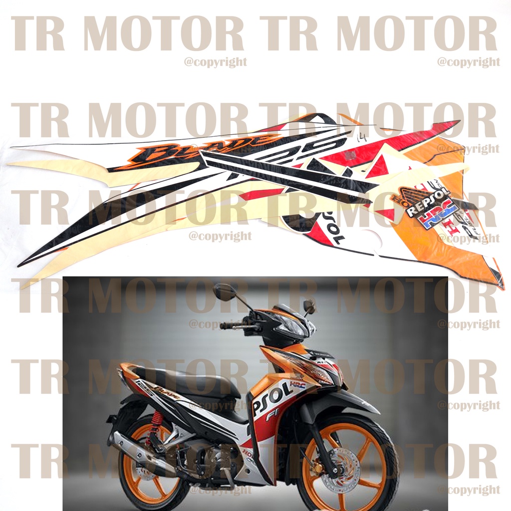 Stiker Motor Blade 125 FI 2014 Sticker Striping Lis Full Set Motor