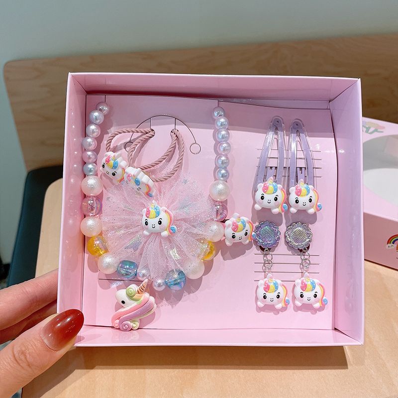 A67 SET AKSESORIS JEPITAN KALUNG IKAT RAMBUT CINCIN ANTING KARAKTER ANAK / SET GIFT BOX AKSESORIS ANAK