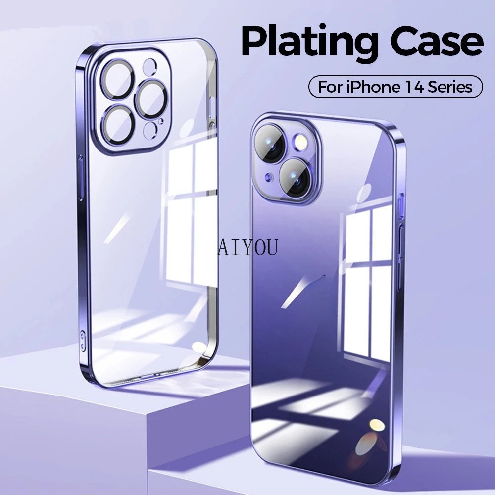 Soft Case Silikon TPU Transparan Frame Plating Cover iPhone 14 Plus 14 Pro Max 13 12 11 Pro Max Mini X XS XR SE 2022 8 7