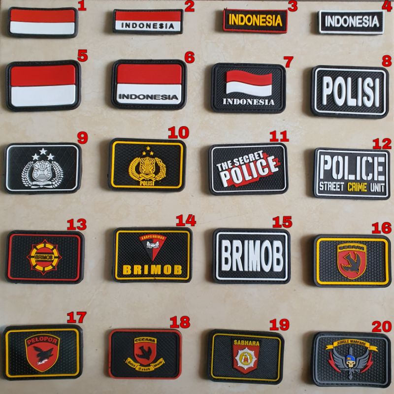 patch rubber logo polisi - polri - police - brimob - bareskrim - rubber patch logo polisi - tempelan