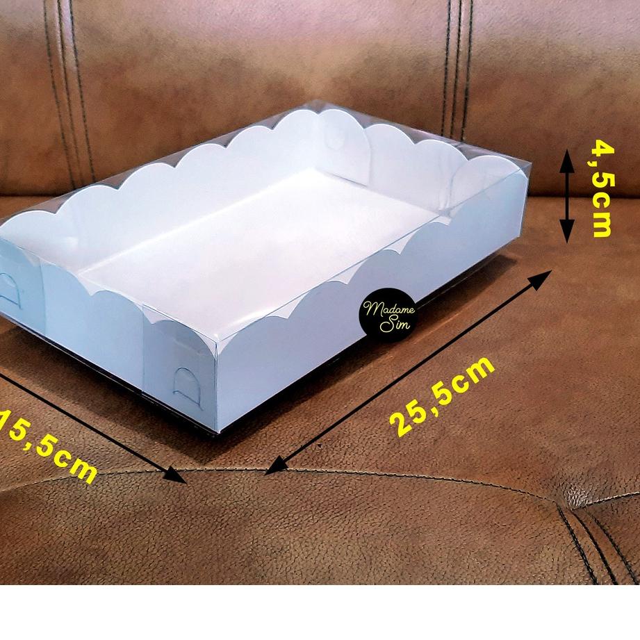 

Terbaik ! BOX MIKA PUTIH - DUS KUE - KOTAK - KARDUS 25x15x4,5 ISI 10 PCS 빠