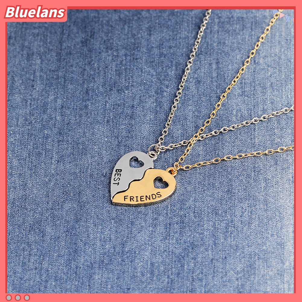 BL Exquisite Girls Friendship Necklace Split Hollow Heart Shape Pendant Jewelry