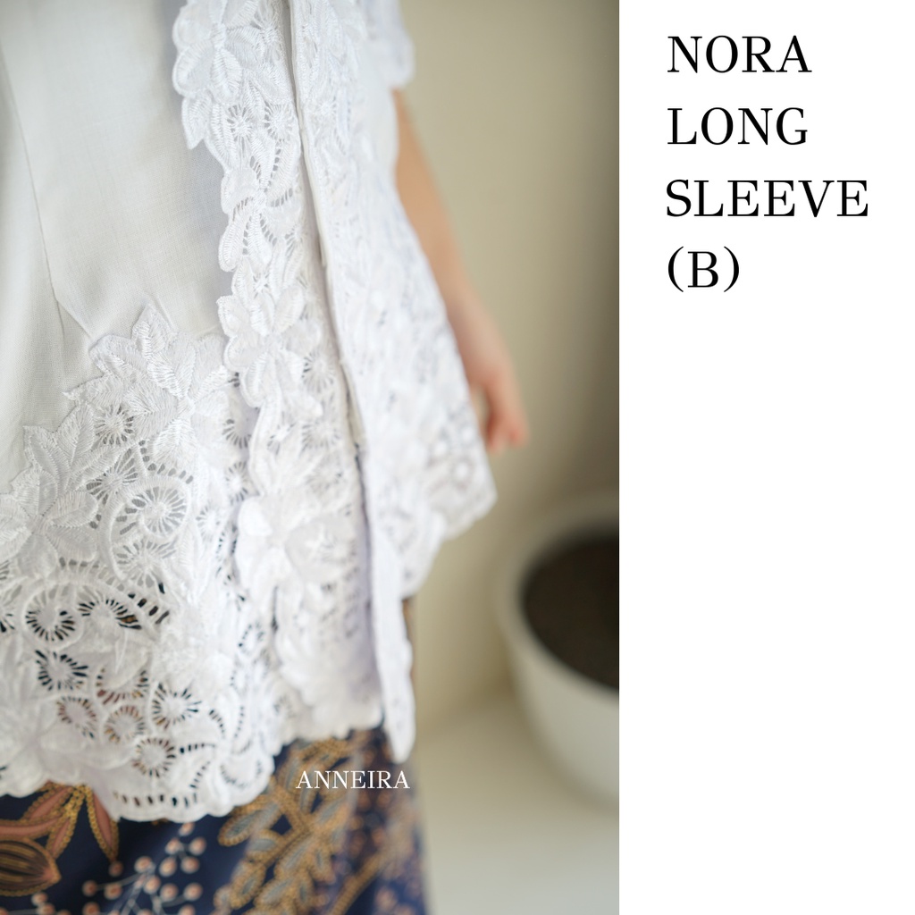 KEBAYA PUTIH MODERN LENGAN PANJANG 3/4 (NORA)