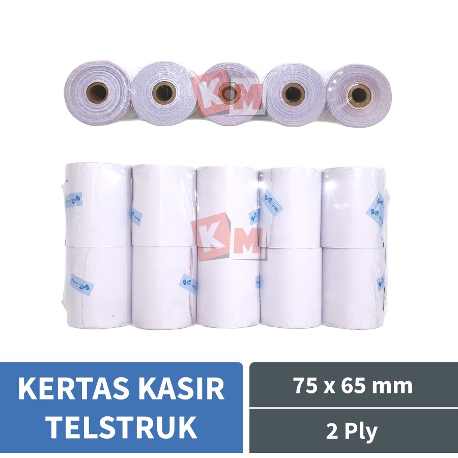 

Kertas Struk Kasir Telstruk Excelindo 75 x 65 mm 2 Ply NCR Roll 75x65