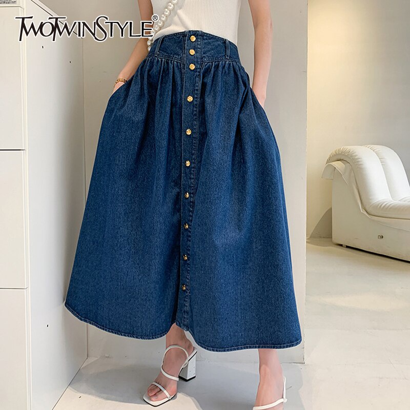 ROK JEANS HIGHWAIST HITS ANTIK MAXI SKIRT TWOTWINSTYLE