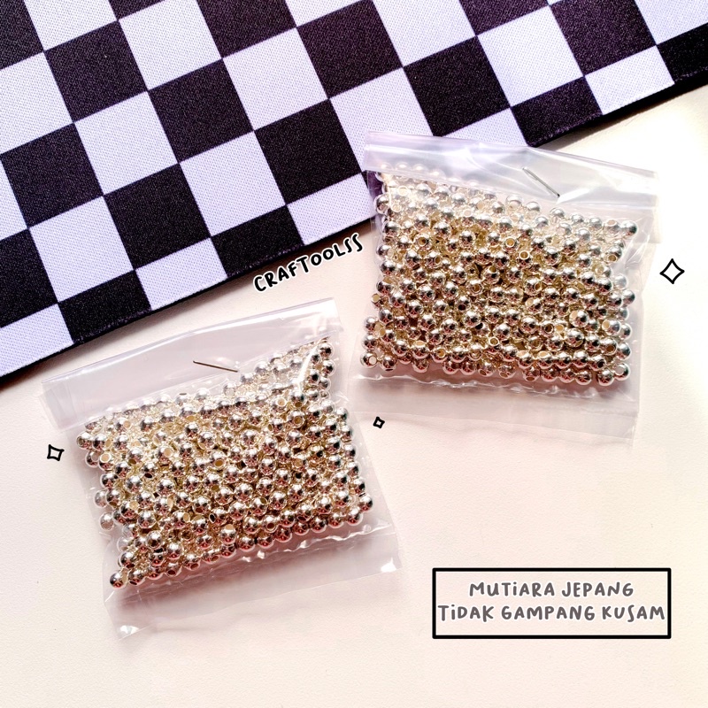 [10 GR] MANIK MOTE MUTIARA JEPANG SILVER 3MM 4MM 6MM 8MM