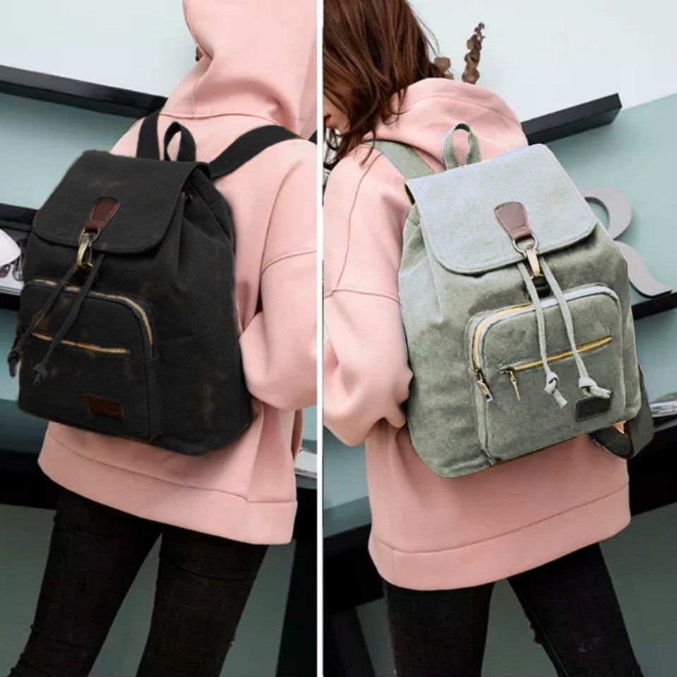 Kbag Klub New Arrival - Tas Ransel Canvas IAC Backpack Up to 13 inch - Tas Sekolah Tas Wanita Daypack