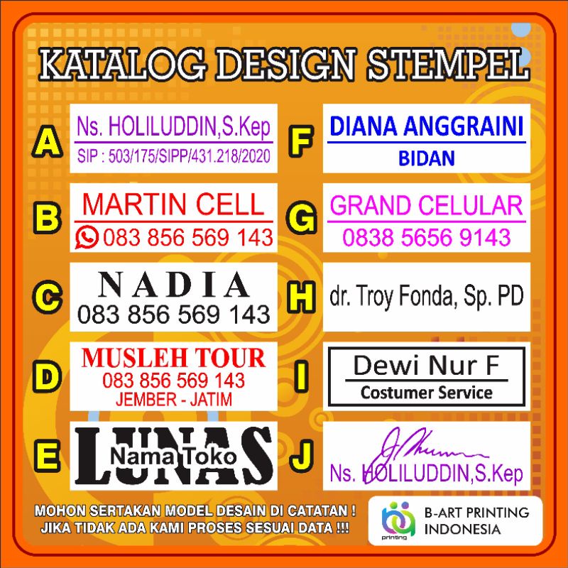 STEMPEL NAMA BIDAN, DOKTER, APOTEKER, JABATAN, NO HP. CUSTOM STEMPEL TOKO Ukuran 43mm x 13mm