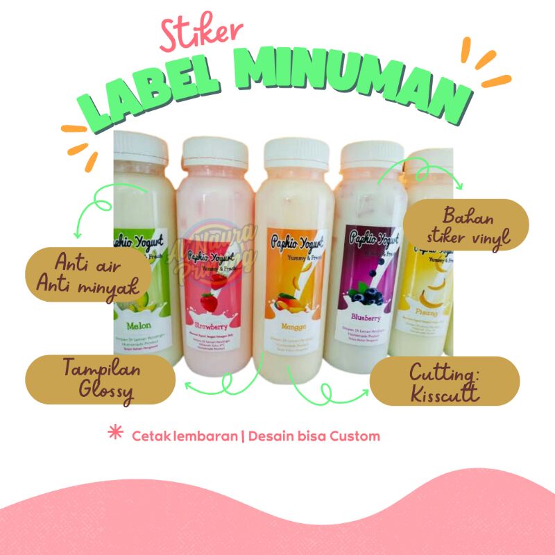 

Stiker Vynil label kemasan makanan / Stiker minuman / Label kemasan lembaran