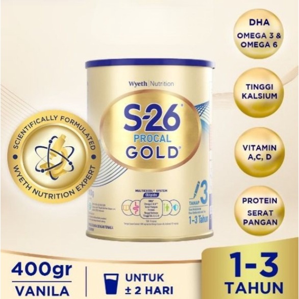 S-26 PROCAL GOLD 3 VANILA 400 G SUSU PERTUMBUHAN ANAK