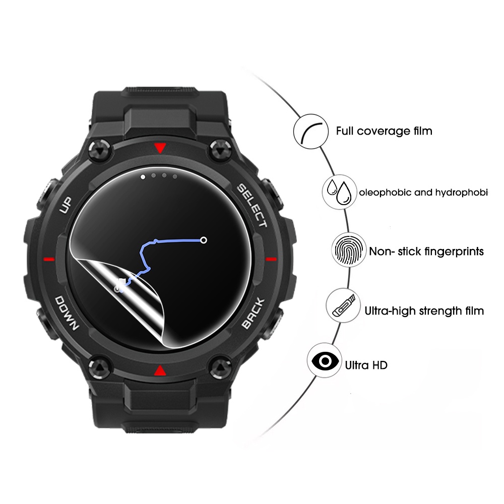 Film Pelindung Layar Anti Gores Bahan TPU Hydrogel Untuk Smartwatch Amazfit T-Rex / T-Rex2