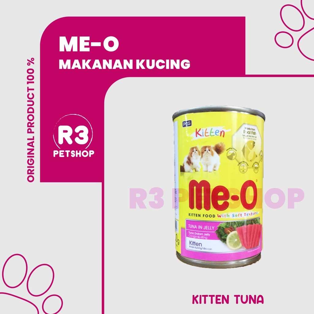 Makanan Kucing MEO kaleng KITTEN TUNA IN JELLY 400gr