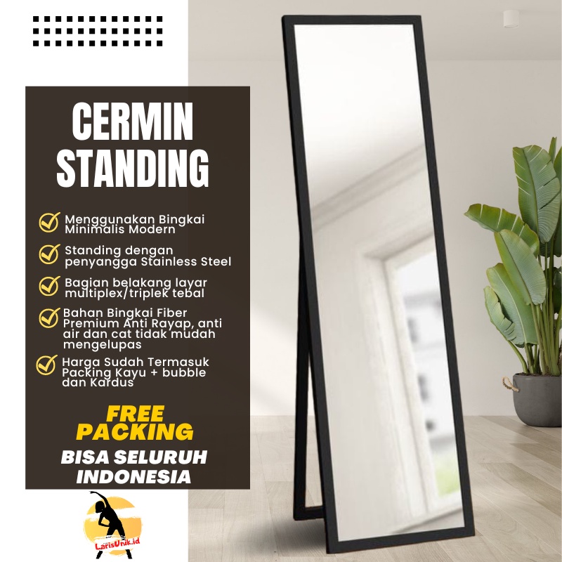 Kaca Cermin Full Body Aesthetic Cermin Standing Mirror Dinding Minimalis Rias Besar UK.157 x 48 cm Termurah Terlaris