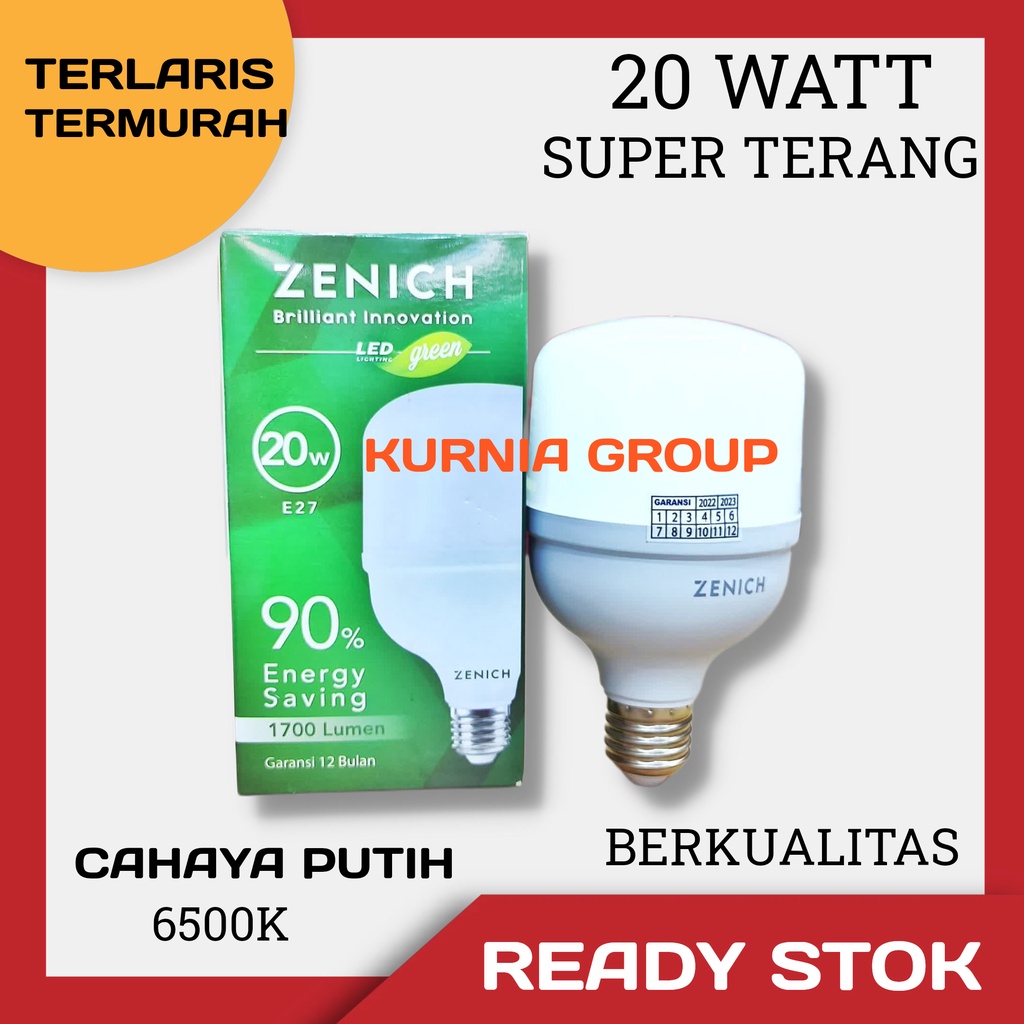 LAMPU LED 20W MURAH KAPSUL ZENICH GREEN TERANG ISTIMEWA CAPSUL PUTIH 20 WATT E27 TERMURAH TERLARIS