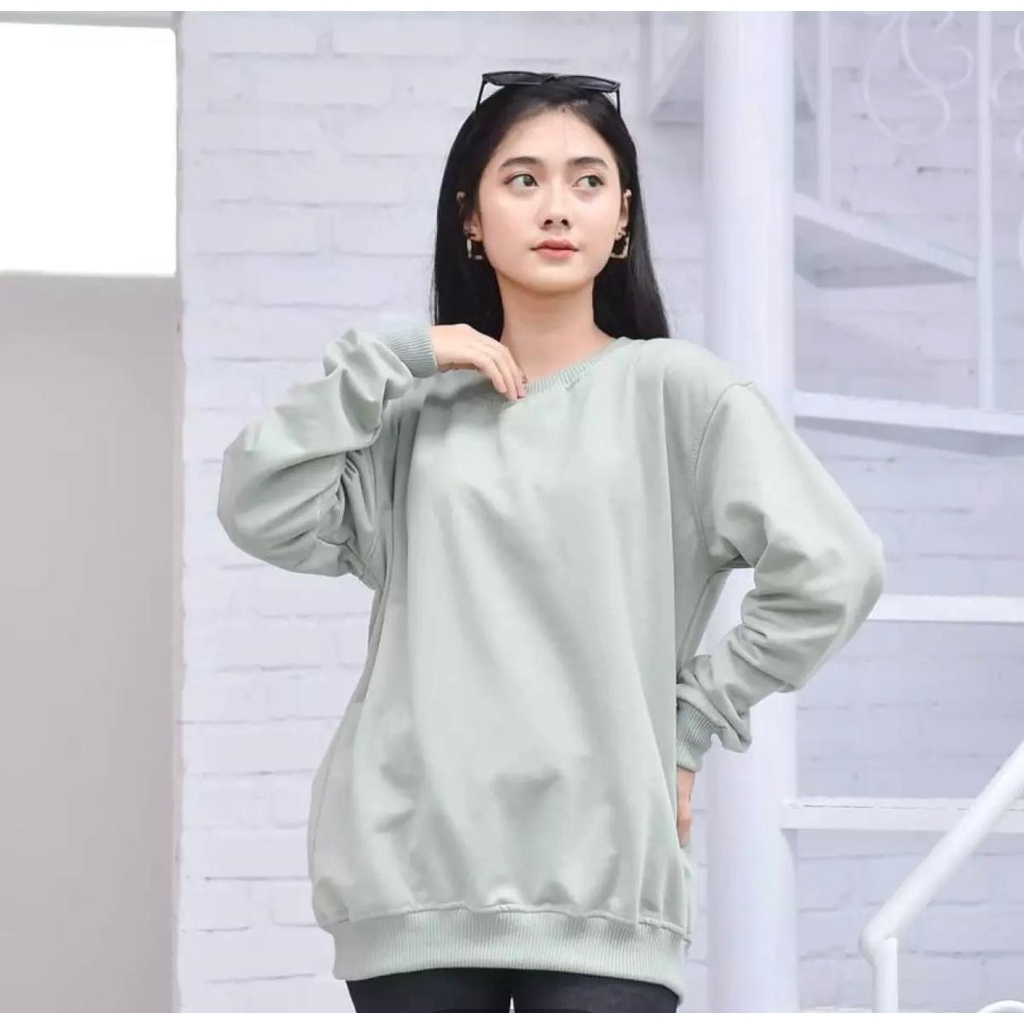 Sweater Basic Polos Oblong Wanita BAHAN FLEECE