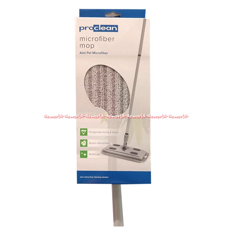 Proclean Microfibre Mop Alat Pel Datar Dengan Gagang Tangkai Pro Clean Micro Fabre Pel Lantai Pelan Warna Hijau Green
