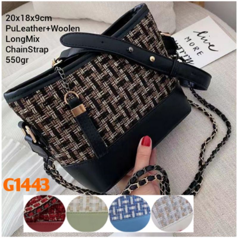 Gij. Tas Selempang Wanita Import Gabrielle Bag G1443 E0015 G170 A641 K16up 1kg2  WOOLEN CROCO HOBO B