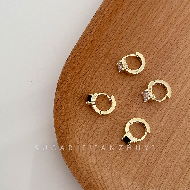 Anting Bulat Mini Simple Gaya Korea Dengan Zircon Untuk Wanita