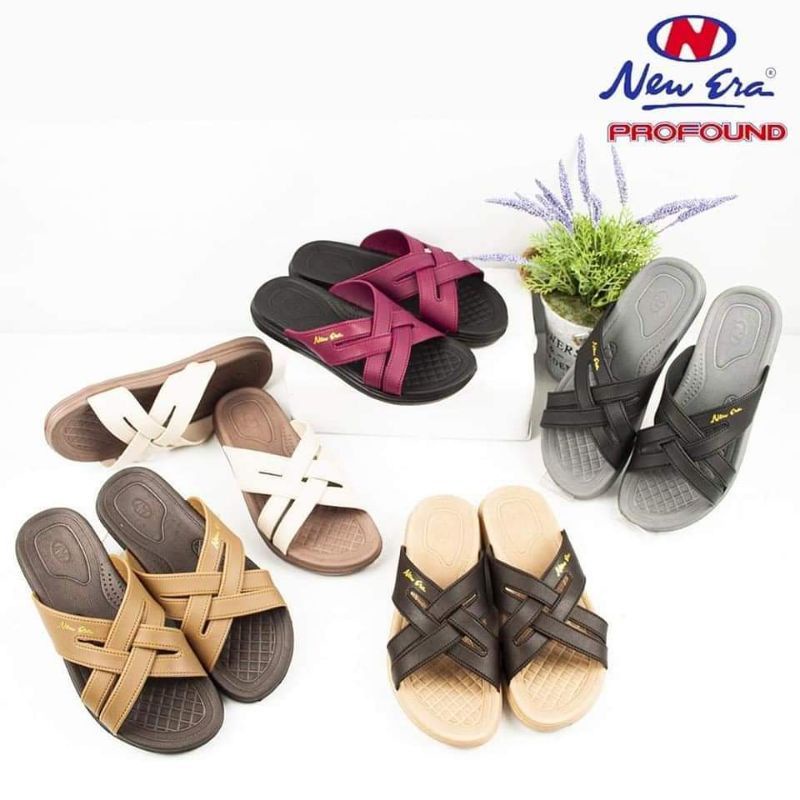 Sandal Selop Wanita Cewek Perempuan Selop Silang Trendy New Era LBE 11004 B