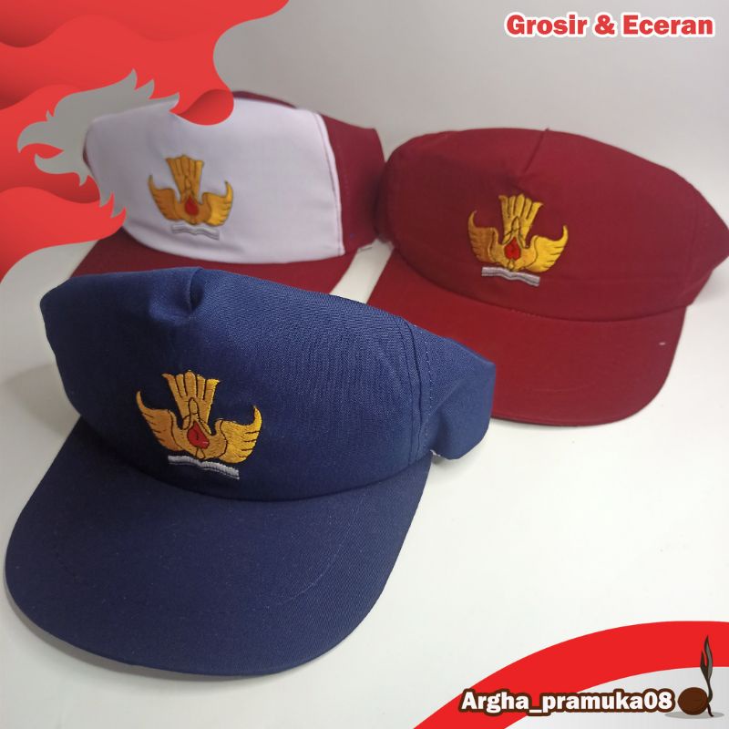 grosir topi bordir SD SMP SMA gerakan Pramuka topi satuan