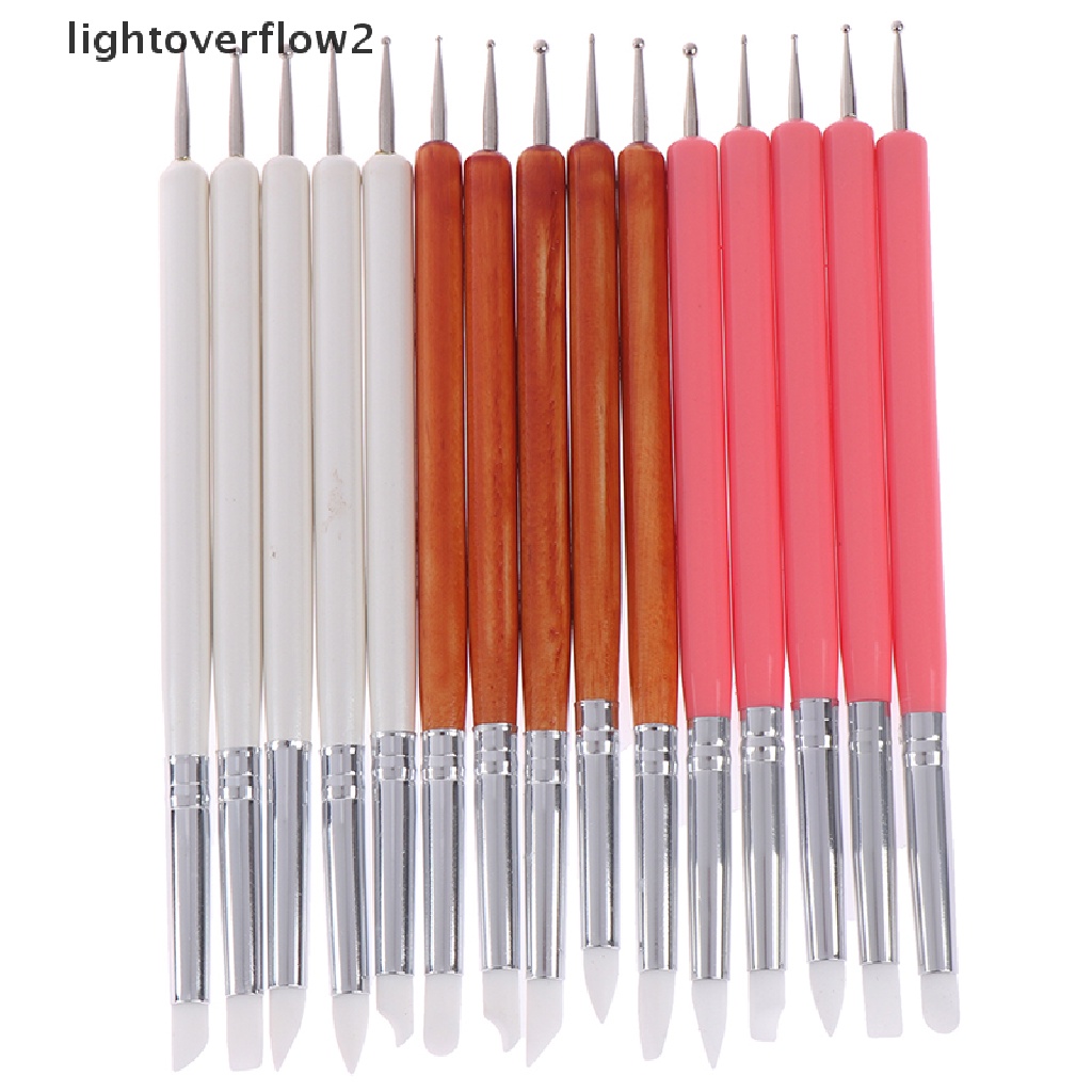 (lightoverflow2) 5pcs / Set Alat Pahat Tanah Liat Bahan Silikon + Stainless Steel (ID)