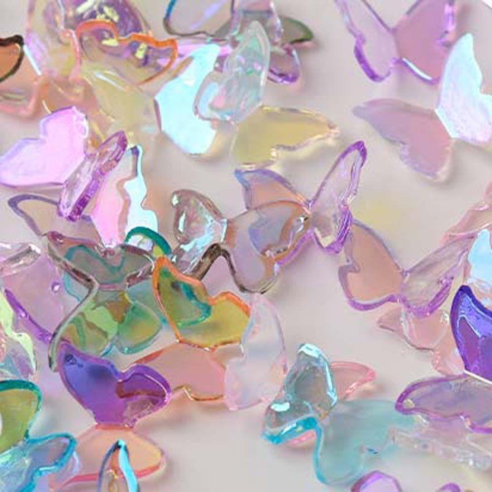 AUGUSTINA Agustina Hiasan Kuku Kupu-Kupu Fashion Symphony Sparkling Aurora Butterfly 3D Nail Jewelry