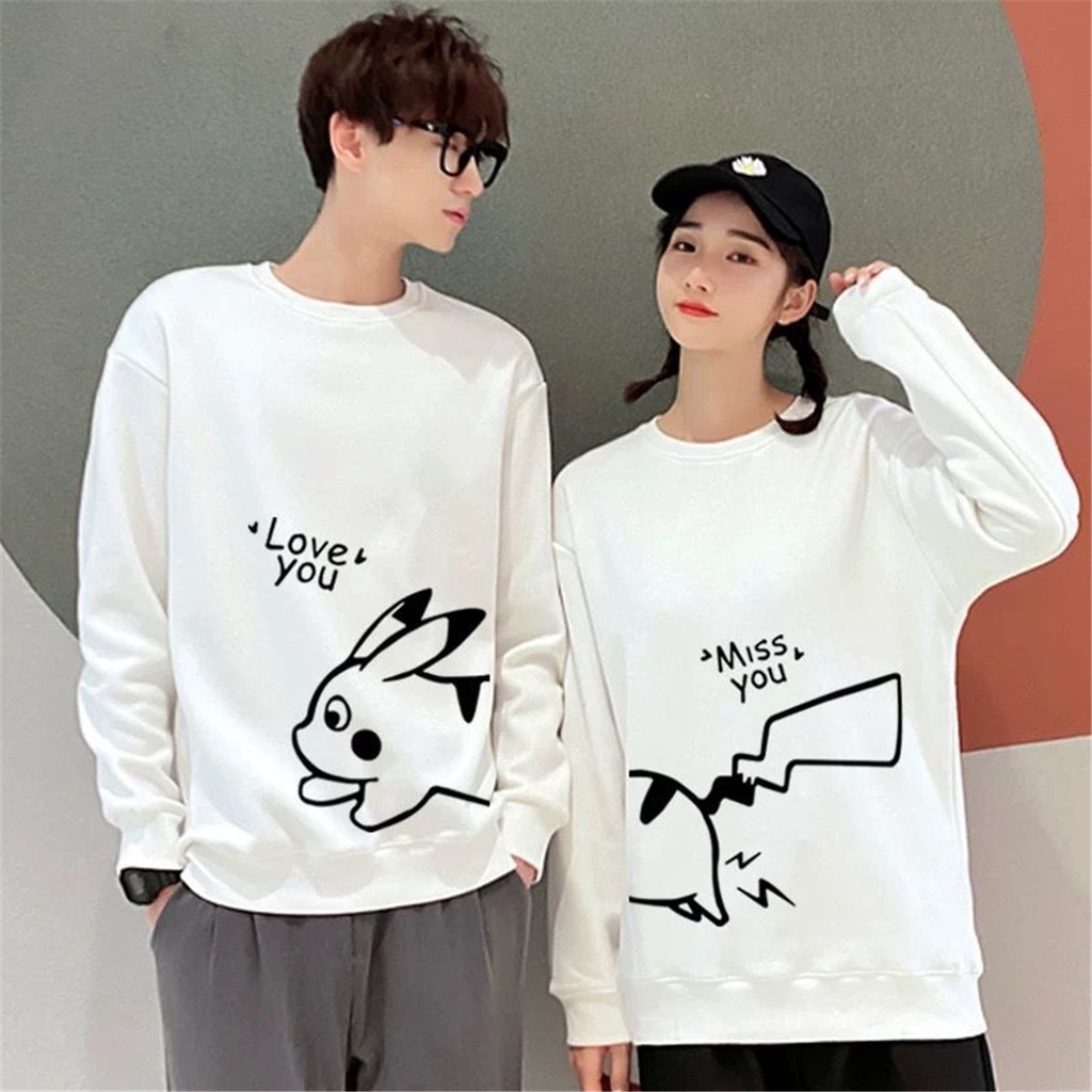 Promo COD Sweater Pria Wanita Cowok Cewek Pasangan Anime Pikachu Lucu Kaus Musim Gugur Hoodie Cetak Mouse Longgar Harajuku Kartun Keren Fashion Wanita Mantel Streetwear Gadis