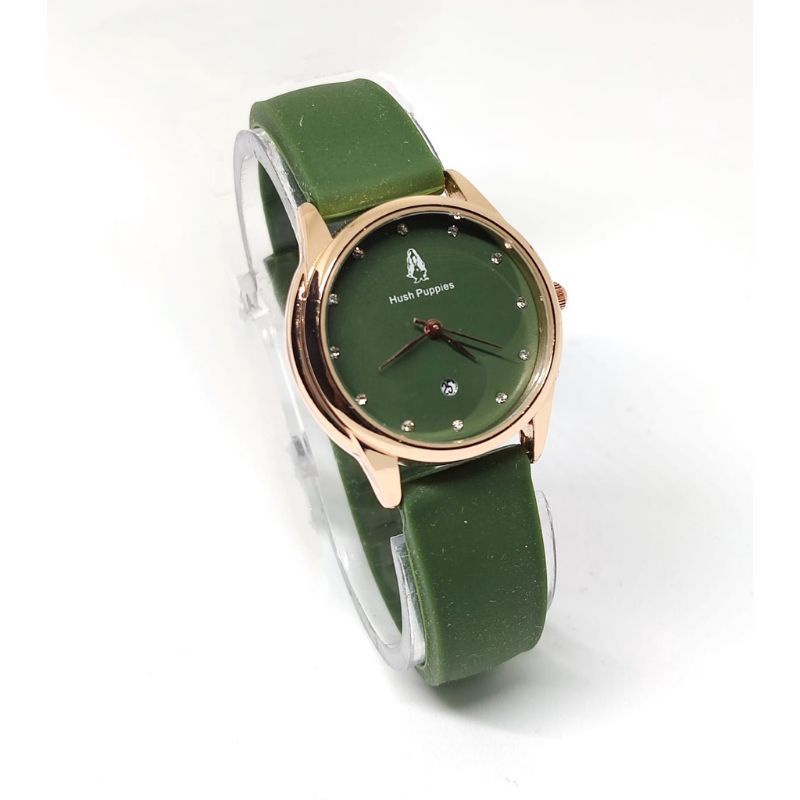 (Cod)Jam Tangan Wanita Hushpuppies Mata&quot; Tanggal Aktif Strap rubber/Karet(Dikirim Jakarta)