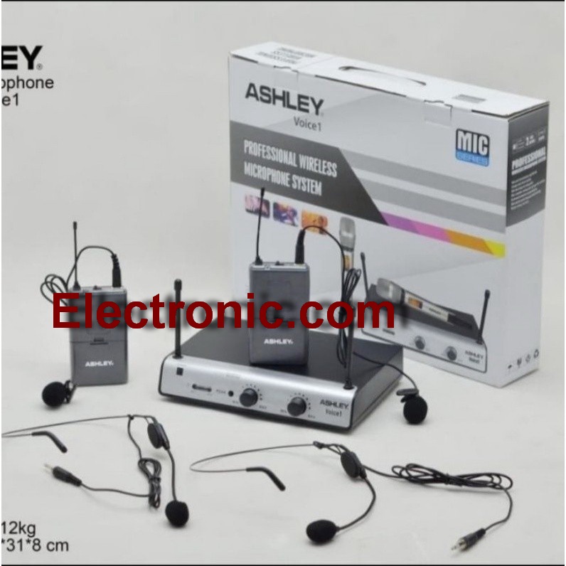 Mic Wireless Profesional ASHLEY VOICE 1 Bando + Jepit