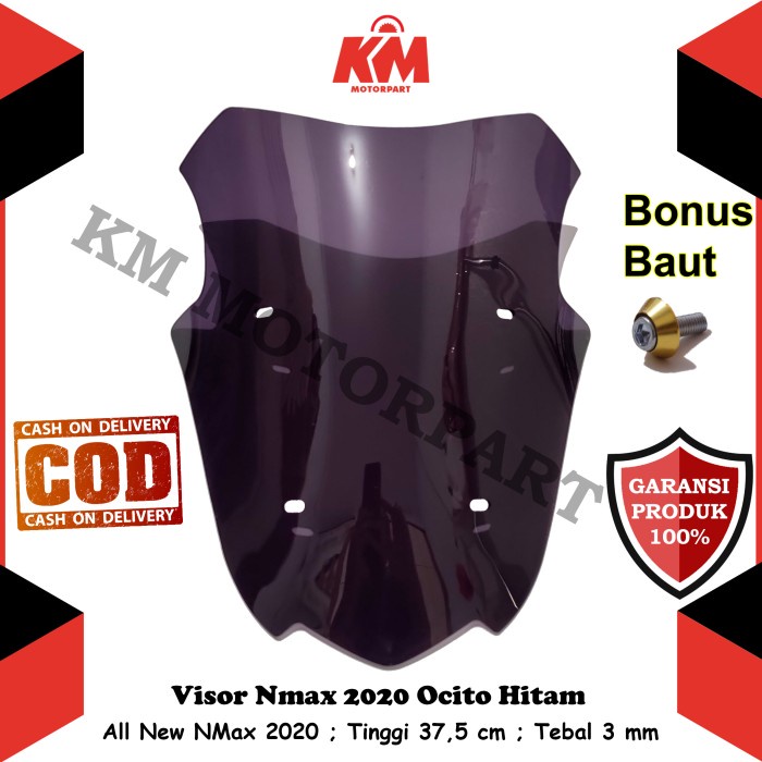 Visor Windshield NMax Ocito 2020 & 2021 All New N Max Hitam Tebal - Hitam Smoke, Tebal 2 mm