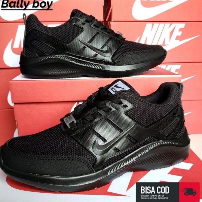 SEPATU SEKOLAH HITAM POLOS NIKE FULL BLACK OLAHRAGA PRIA WANITA / DF86546DFD