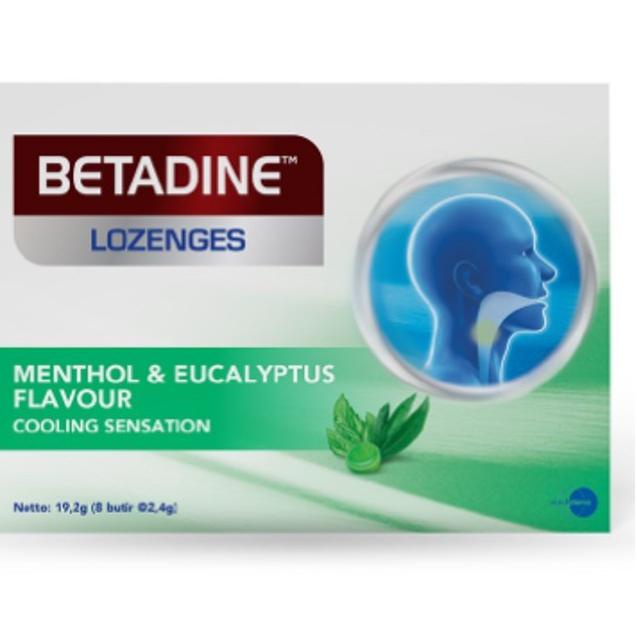 

Codeo5O9a--Permen BETADINE Sore Throat Lozenges Menthol & Eucalyptus isi 8 tab