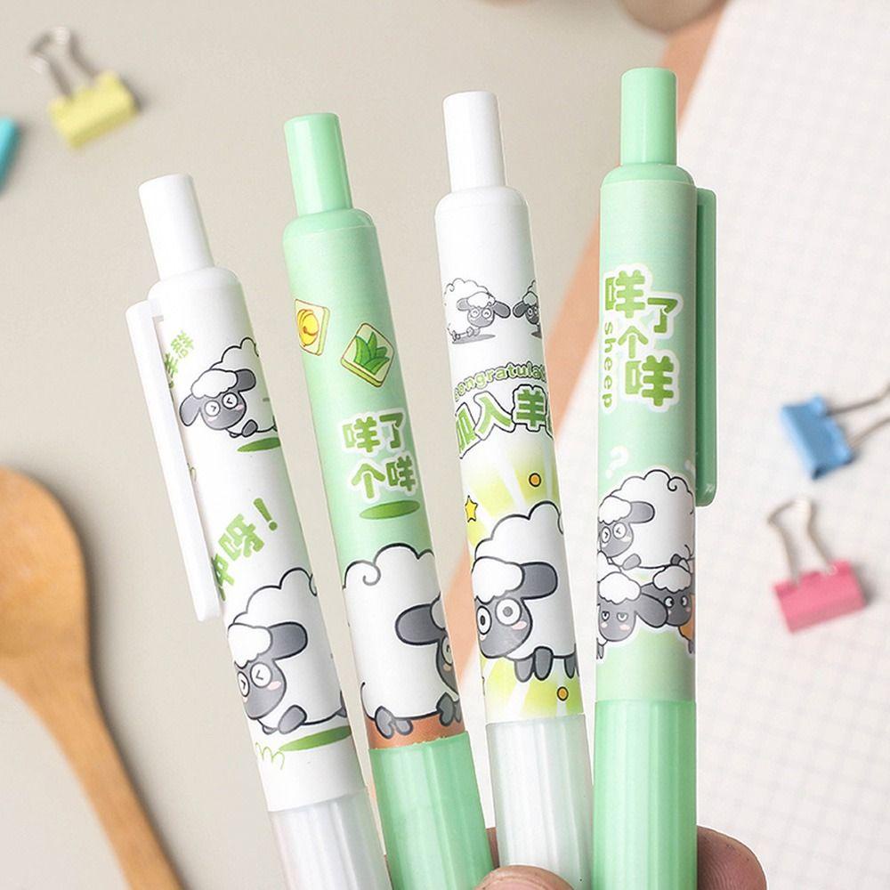 R-flower 6PCS/Set Pulpen Gel Alat Tulis Kartun Pocket Pen Signature Pen