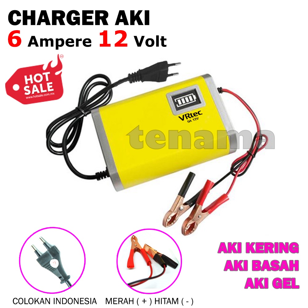 Charger Aki Portable 6A-12V Mobil dan Motor VRtec