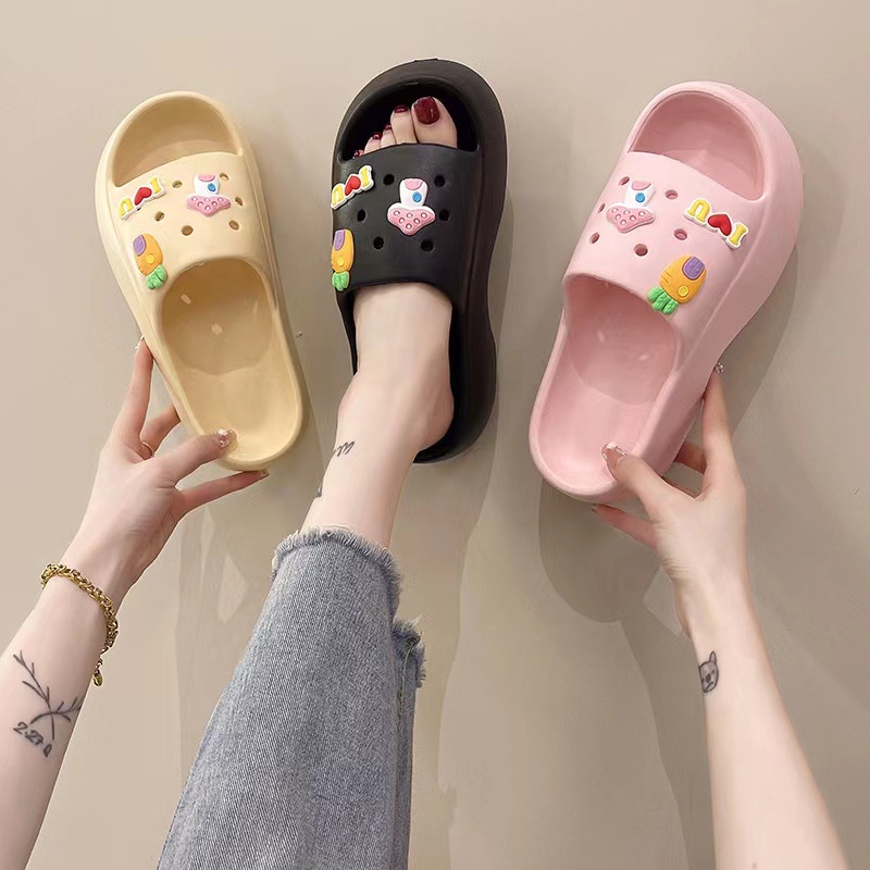 Alibaba1688 Sandal Slop Wanita Wedges Import Tebal 5 Cm Carrot Jabbitz