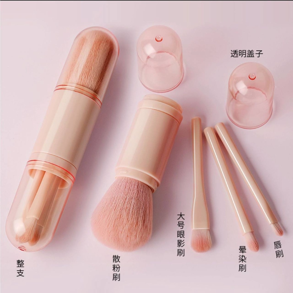 ASK - COD Brush Portable Kosmetik Brush Travel Kuas Make Up Set 4 in 1 Kuas05