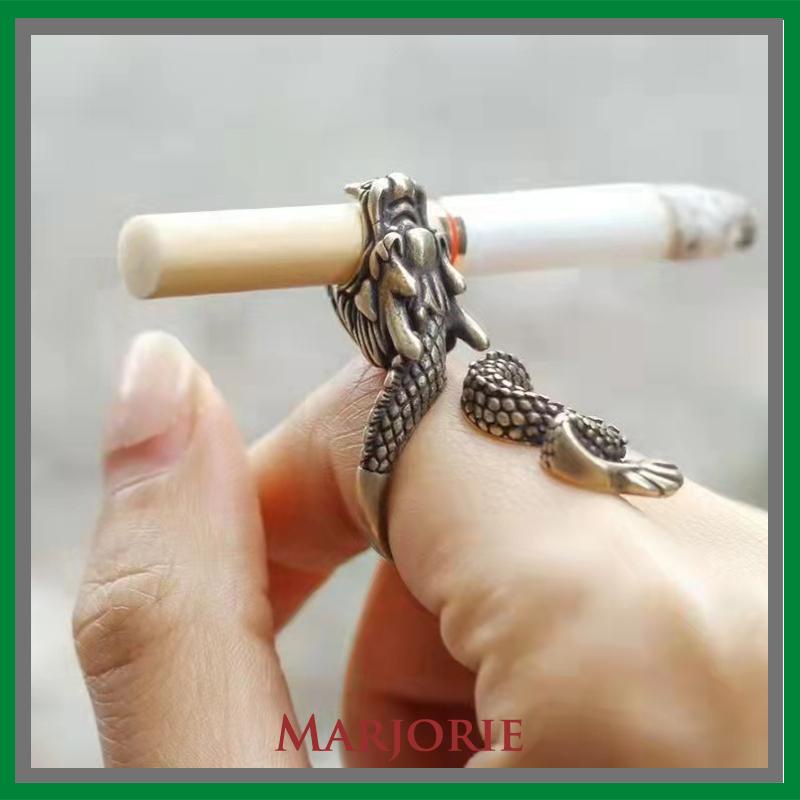 Cincin Naga Pria Keren Emas Creative Retro Style Dragon Design Ring Holder For Gift-MJD