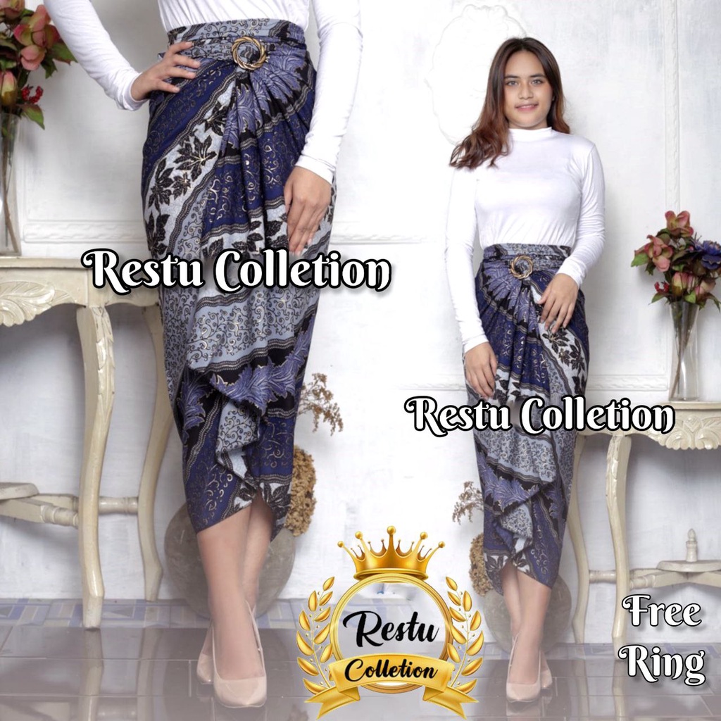 Rok Lilit Warp Skirt Serut Songket Jumputan Panjang Motif Batik Besseller Bawahan Wanita Kebaya Wisuda Kondangan Tunangan Nikahan Bahan Kain Sutra HQ Premium Allsize