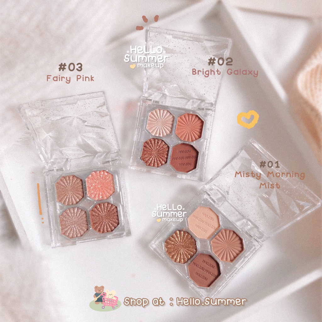 𝐄𝐘𝐄𝐒𝐇𝐀𝐃𝐎𝐖 - [FREE BRUSH] Mini Objet Eyeshadow Palette 4 Color Matte Shimmery Glitter Easy to Blend Pigmented 4gr