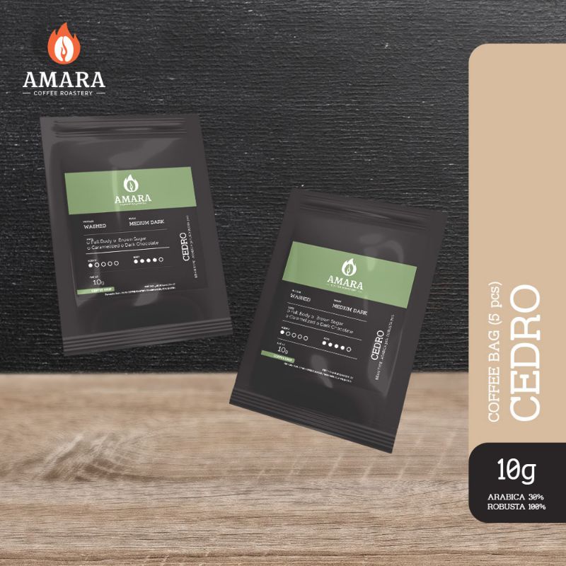 

Amara Coffee Bag - Cedro 10GR 5pcs - Arabica 30% Robusta 70%