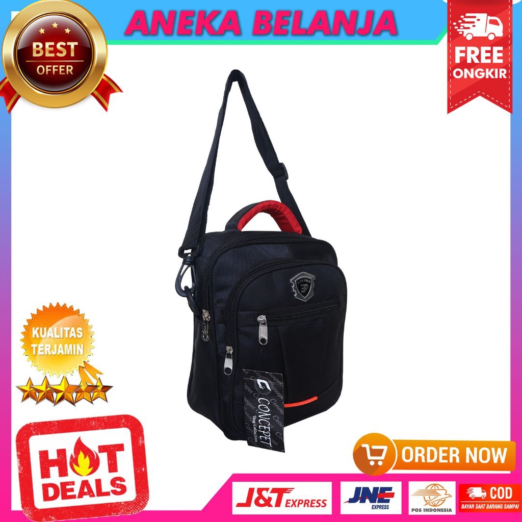 Tas Selempang Sling Bag Hitam Laki laki Pria Hangout Wisata Kuat Awet