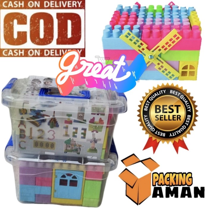 50pcs Mainan Edukasi Anak DIY Building Block Blok Balok Susun Puzzle