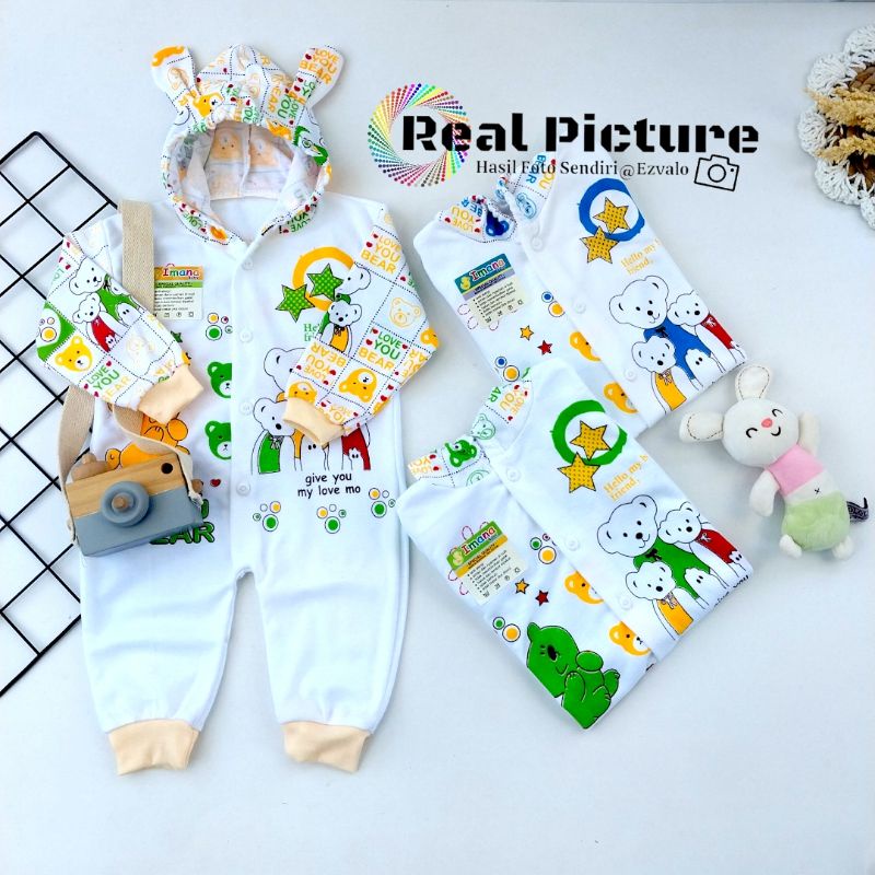 Jumper buka kaki bayi 0-3 bulan Baju kodok bayi sablon lucu