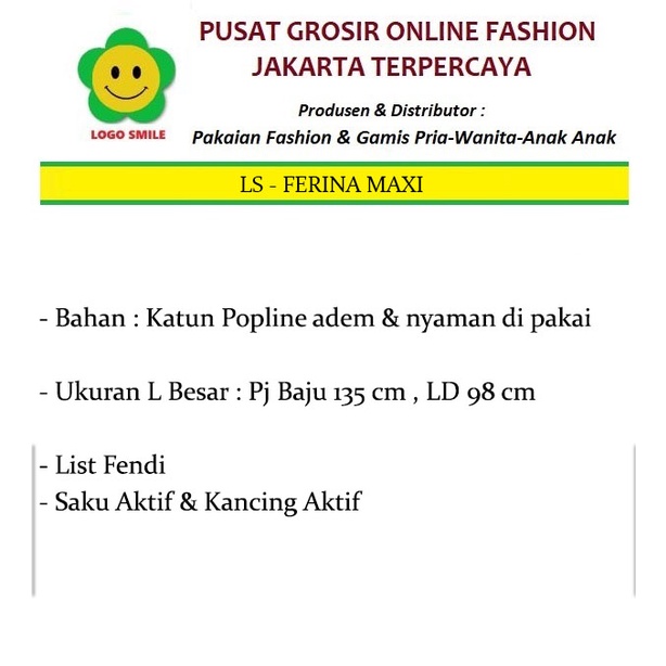 Ferina Maxi - Logo Smile (LS) - Ukuran L - Matt Katun Poplin