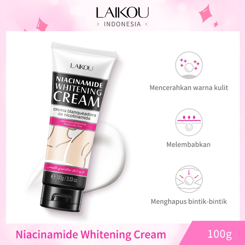 LAIKOU Niacinamide Body Cream Memutihkan Ketiak Lutut Mengurangi Pigmentasi 100ml