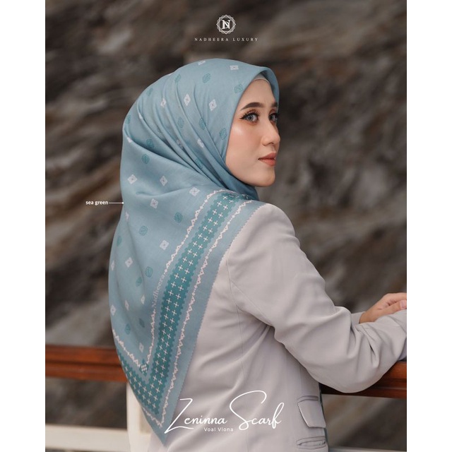 HIJAB KERUDUNG SEGIEMPAT VOAL MOTIF ZANINNA SCARF