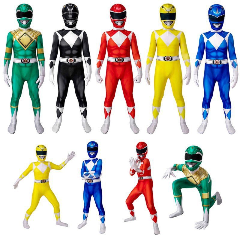 3-12Thn Halloween cosplay Skuad Dinosaurus baju anak Tyrannosaurus power rangers COS Jumpsuit Costumes